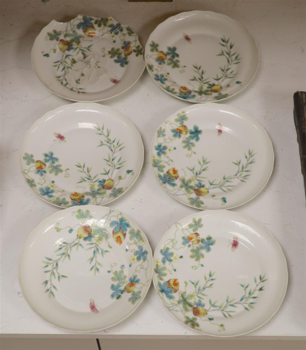 A set of six Chinese famille rose dishes, diameter 19cm (a.f.)